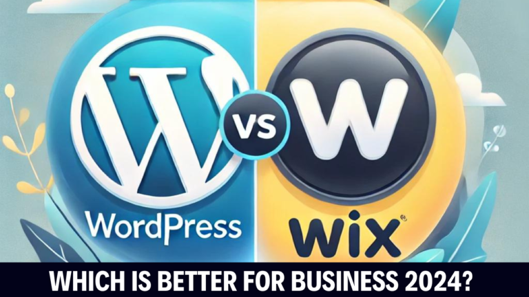 WordPress vs. Wix comparison chart for business websites in 2024.